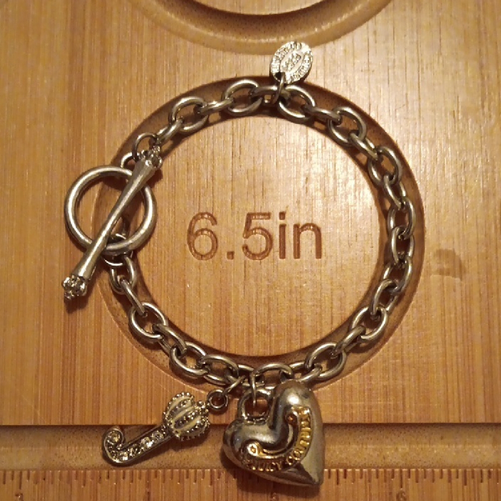 Juicy Couture Silver Bracelet with Gold Heart Charm 2008 Limited Edition